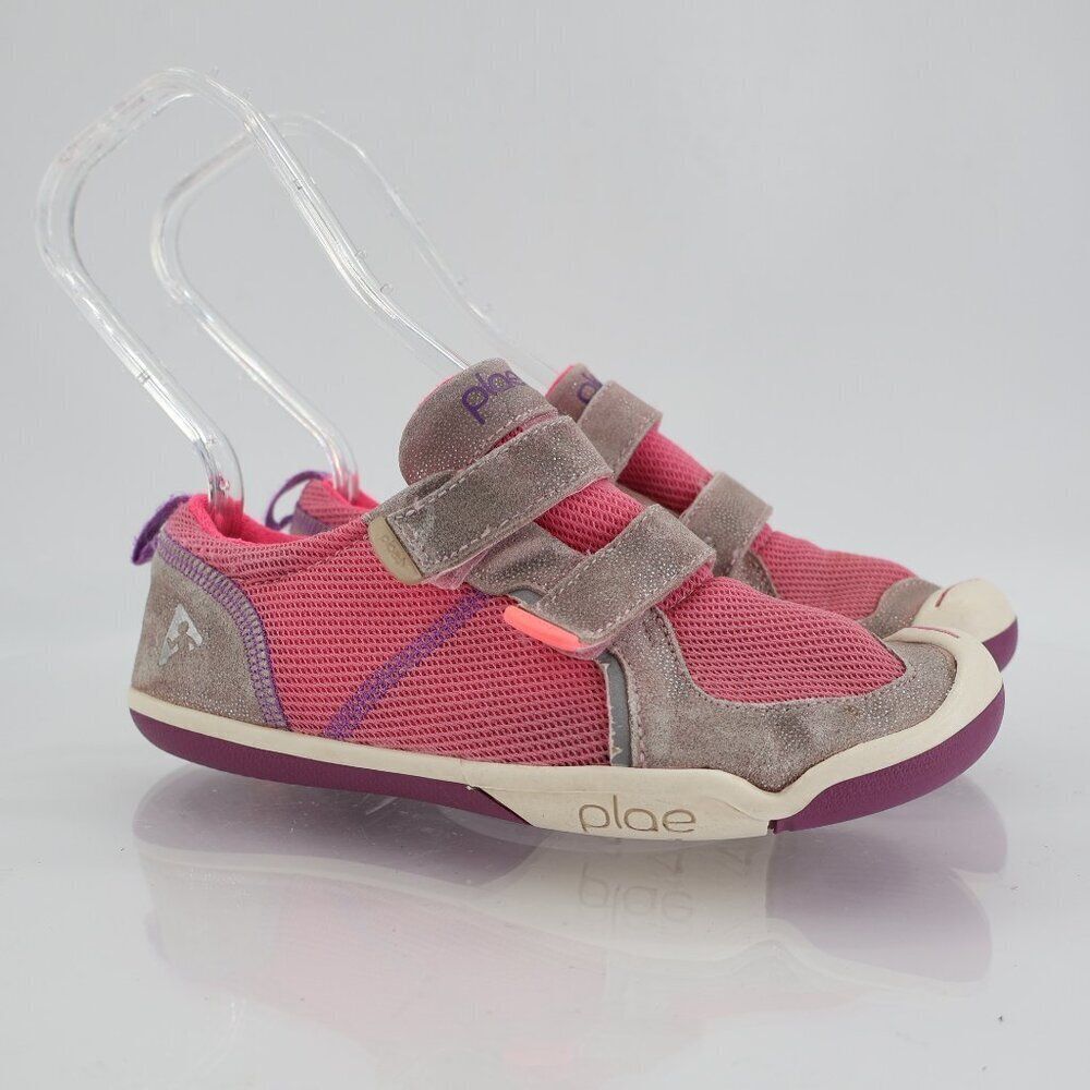 Plae Ty Sneakers Girls Size 3 Pink Mesh Adjustable Straps